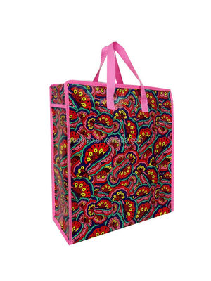 Wiederverwendbare Einkaufstasche Laminate Pp Gewebte Tasche Tasche Blumendesign Gravurdruck Einkaufstasche