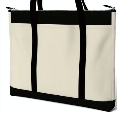 Custom Logo gedruckt Zippered Leinwand Tote Tasche mit PP-Verschluss für persönliche Einkäufe