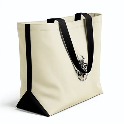 Custom Logo gedruckt Zippered Leinwand Tote Tasche mit PP-Verschluss für persönliche Einkäufe